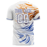 Custom White Blue Pattern Soccer Jersey