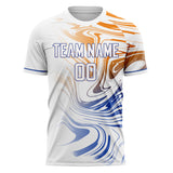 Custom White Blue Pattern Soccer Jersey