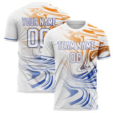 Custom White Blue Pattern Soccer Jersey