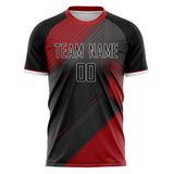 Custom Gray Red Pattern Soccer Jersey