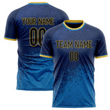 Custom Navy Black Pattern Soccer Jersey