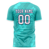 Custom Teal White Pattern Soccer Jersey