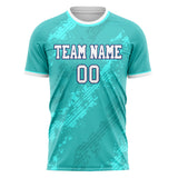 Custom Teal White Pattern Soccer Jersey