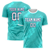 Custom Teal White Pattern Soccer Jersey