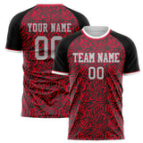 Custom Red Black Pattern Soccer Jersey