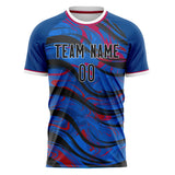 Custom Navy Black Pattern Soccer Jersey