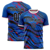 Custom Navy Black Pattern Soccer Jersey