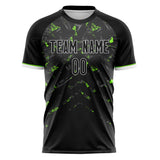 Custom Black Teal Pattern Soccer Jersey