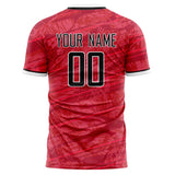 Custom Red Black Pattern Soccer Jersey