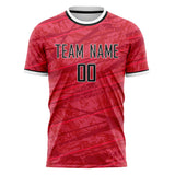 Custom Red Black Pattern Soccer Jersey