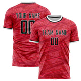 Custom Red Black Pattern Soccer Jersey