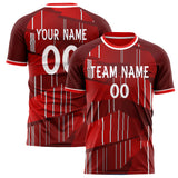 Custom Red White Pattern Soccer Jersey