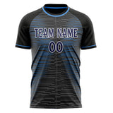 Custom Black Navy Pattern Soccer Jersey