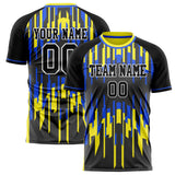 Custom Black Yellow Pattern Soccer Jersey