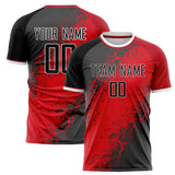 Custom Red Gray Pattern Soccer Jersey