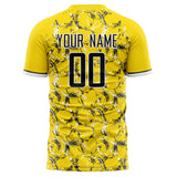 Custom Yellow Black Pattern Soccer Jersey