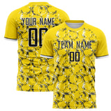 Custom Yellow Black Pattern Soccer Jersey