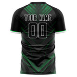 Custom Black Green Pattern Soccer Jersey