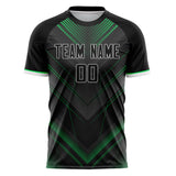 Custom Black Green Pattern Soccer Jersey