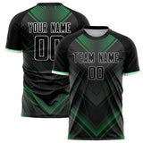 Custom Black Green Pattern Soccer Jersey