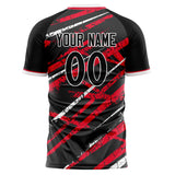 Custom Black Red Pattern Soccer Jersey