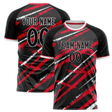 Custom Black Red Pattern Soccer Jersey