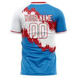 Custom Blue White Pattern Soccer Jersey