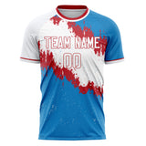 Custom Blue White Pattern Soccer Jersey