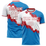 Custom Blue White Pattern Soccer Jersey