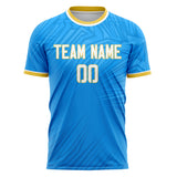 Custom Blue Gold Pattern Soccer Jersey