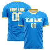 Custom Blue Gold Pattern Soccer Jersey