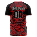 Custom Red Black Pattern Soccer Jersey