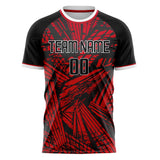 Custom Red Black Pattern Soccer Jersey