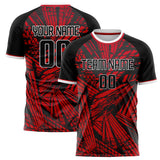 Custom Red Black Pattern Soccer Jersey