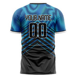 Custom Black Blue Pattern Soccer Jersey