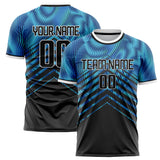 Custom Black Blue Pattern Soccer Jersey