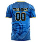 Custom Blue Black Pattern Soccer Jersey