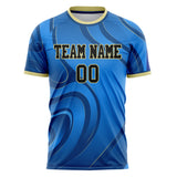 Custom Blue Black Pattern Soccer Jersey