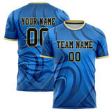 Custom Blue Black Pattern Soccer Jersey