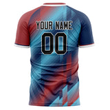 Custom Navy Red Pattern Soccer Jersey