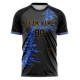 Custom Black Blue Pattern Soccer Jersey