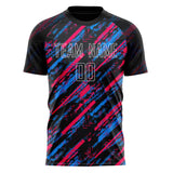 Custom Black Pink Pattern Soccer Jersey