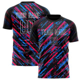 Custom Black Pink Pattern Soccer Jersey