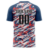 Custom Navy White Pattern Soccer Jersey