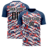 Custom Navy White Pattern Soccer Jersey