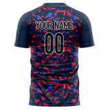 Custom Navy Red Pattern Soccer Jersey