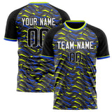 Custom Black Yellow Pattern Soccer Jersey