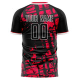 Custom Black Red Pattern Soccer Jersey