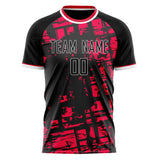 Custom Black Red Pattern Soccer Jersey