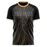 Custom Black Brown Pattern Soccer Jersey